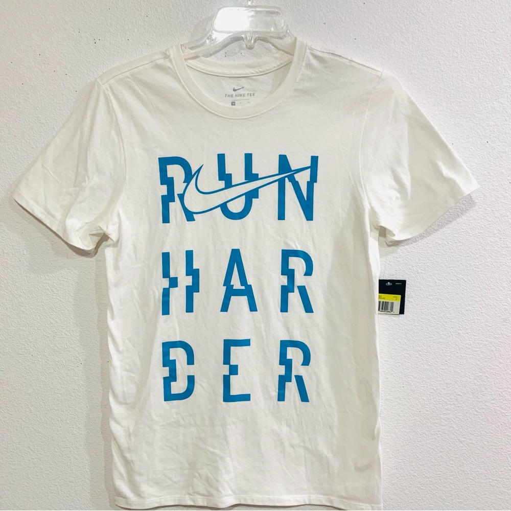Nike White T-Shirt with Blue Print